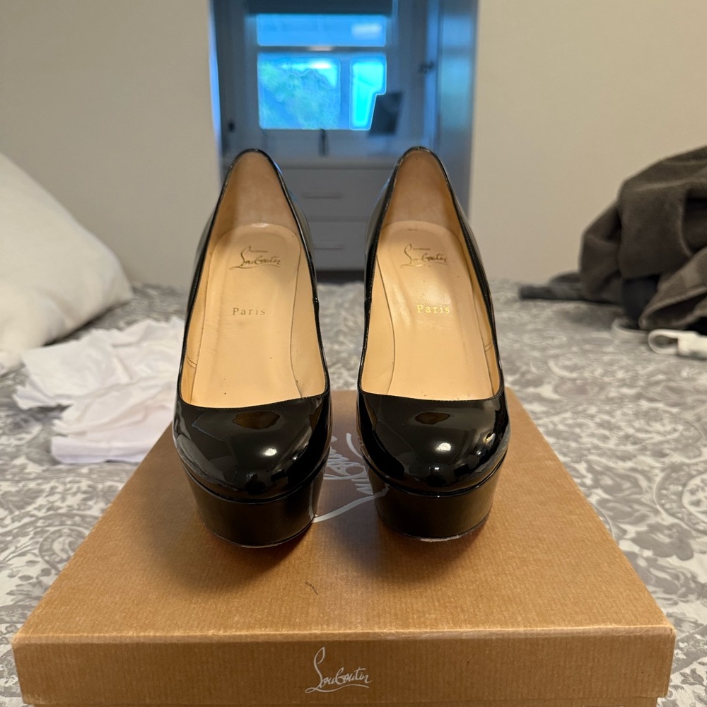 Christian Louboutin Patent Leather Black Platform Heels